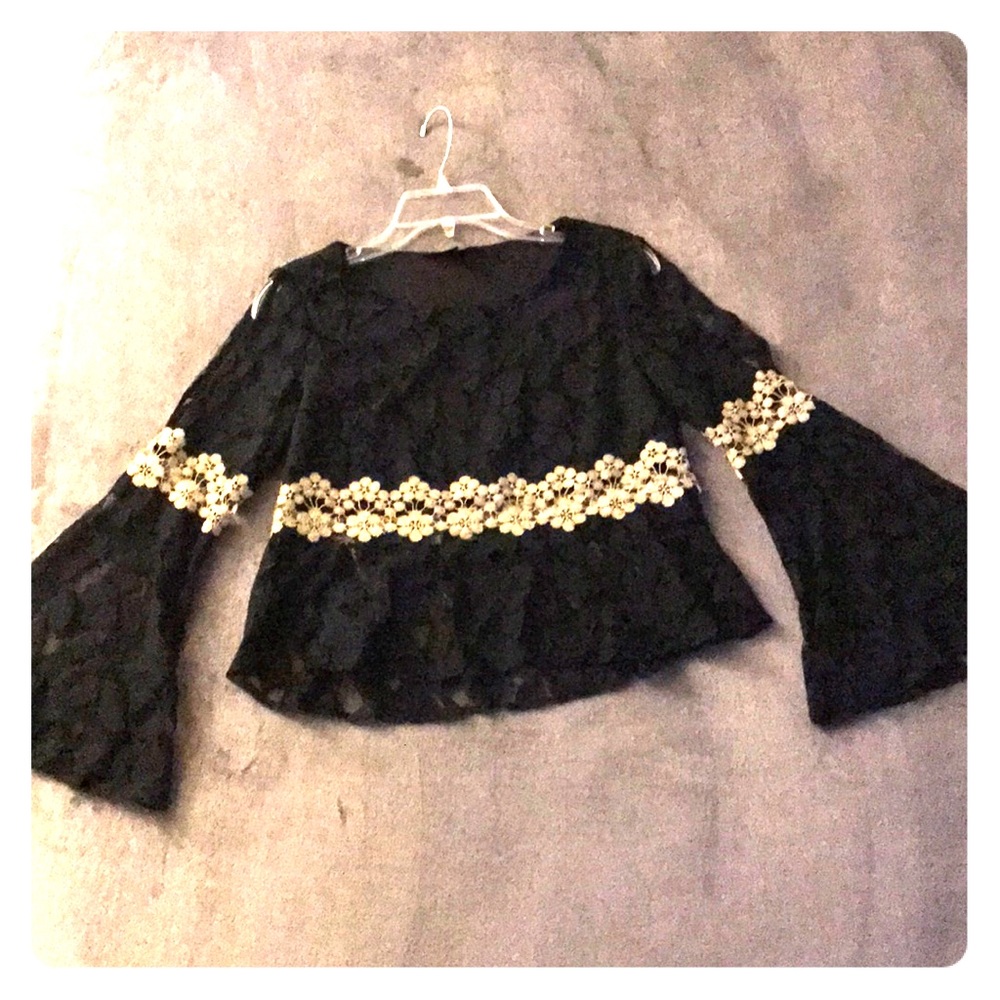 Black/Gold Floral Blouse